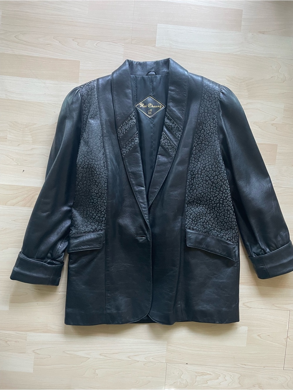 Vintage Black Leather Blazer women Jacket